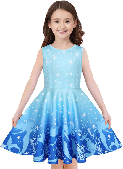 Quedoris Girls' Unicorn Print Twirly Dress