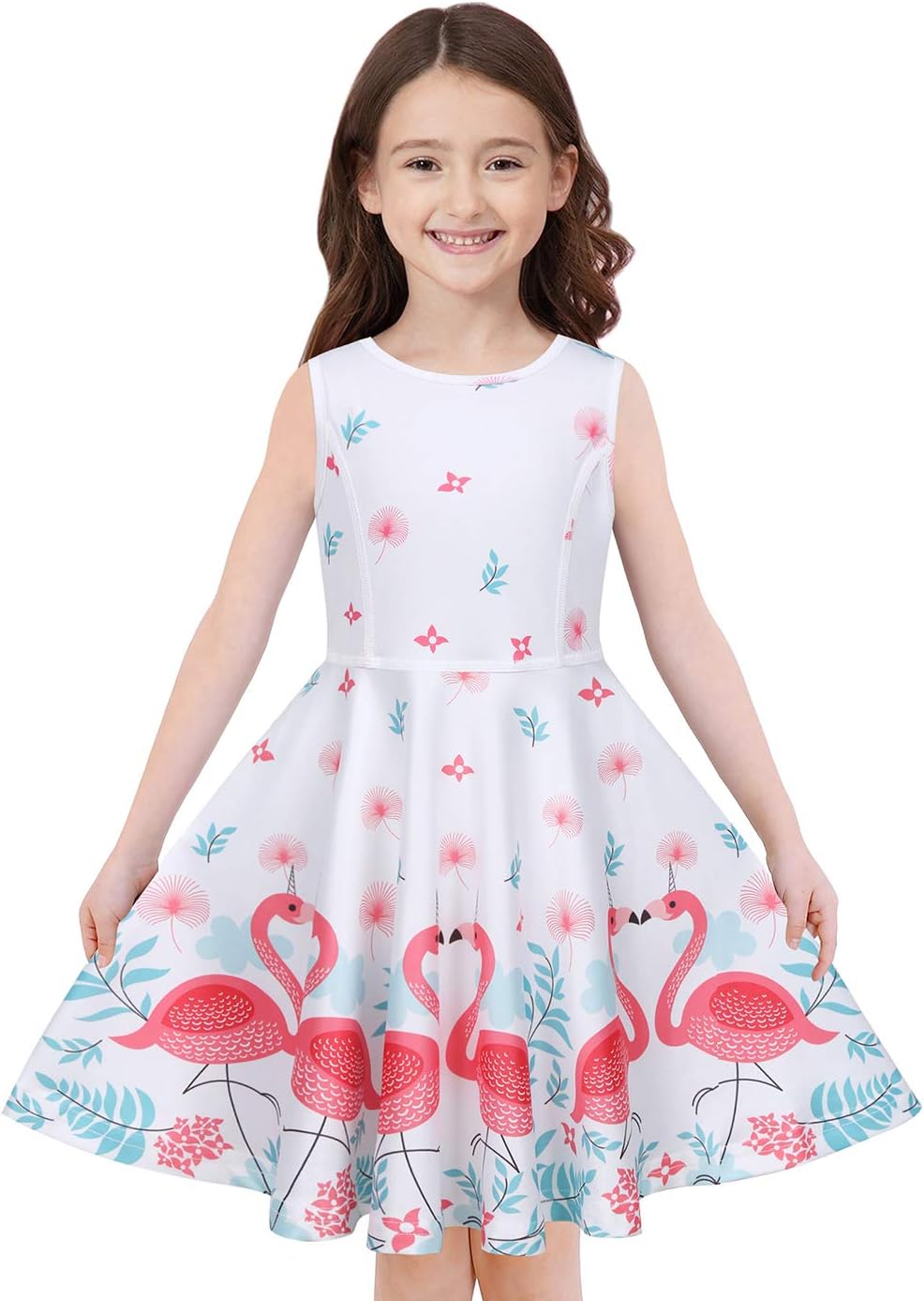 Quedoris Girls' Unicorn Print Twirly Dress