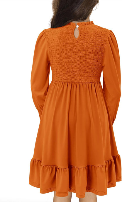 Yoklass Girls' Smocked Puff Sleeve Dress