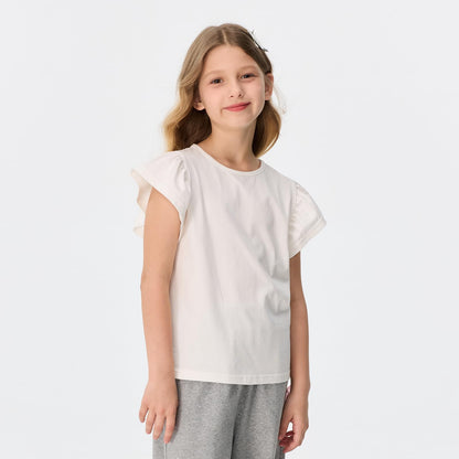 Girls' Striped Ruffle Sleeve T-Shirt