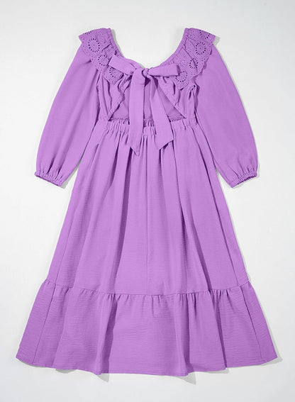 blibean Tween Girls' Embroidered Tie-Back Dress