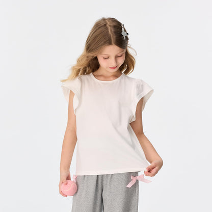 Girls' Striped Ruffle Sleeve T-Shirt