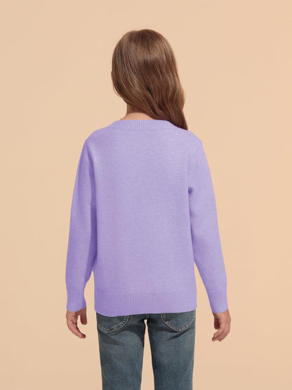 Haloumoning Girls' Crewneck Pleated Knit Sweater