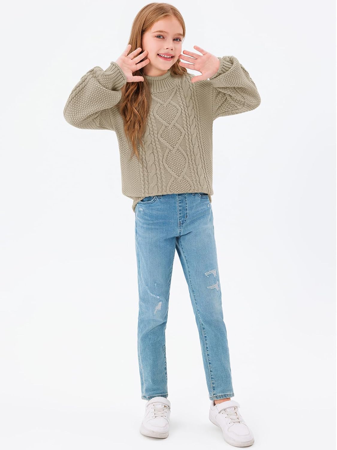 Imily Bela Girls' Turtleneck Batwing Sweater