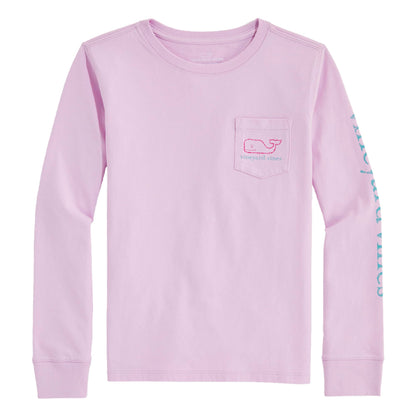 vineyard vines Girls' Vintage Whale Long-Sleeve Pocket Tee