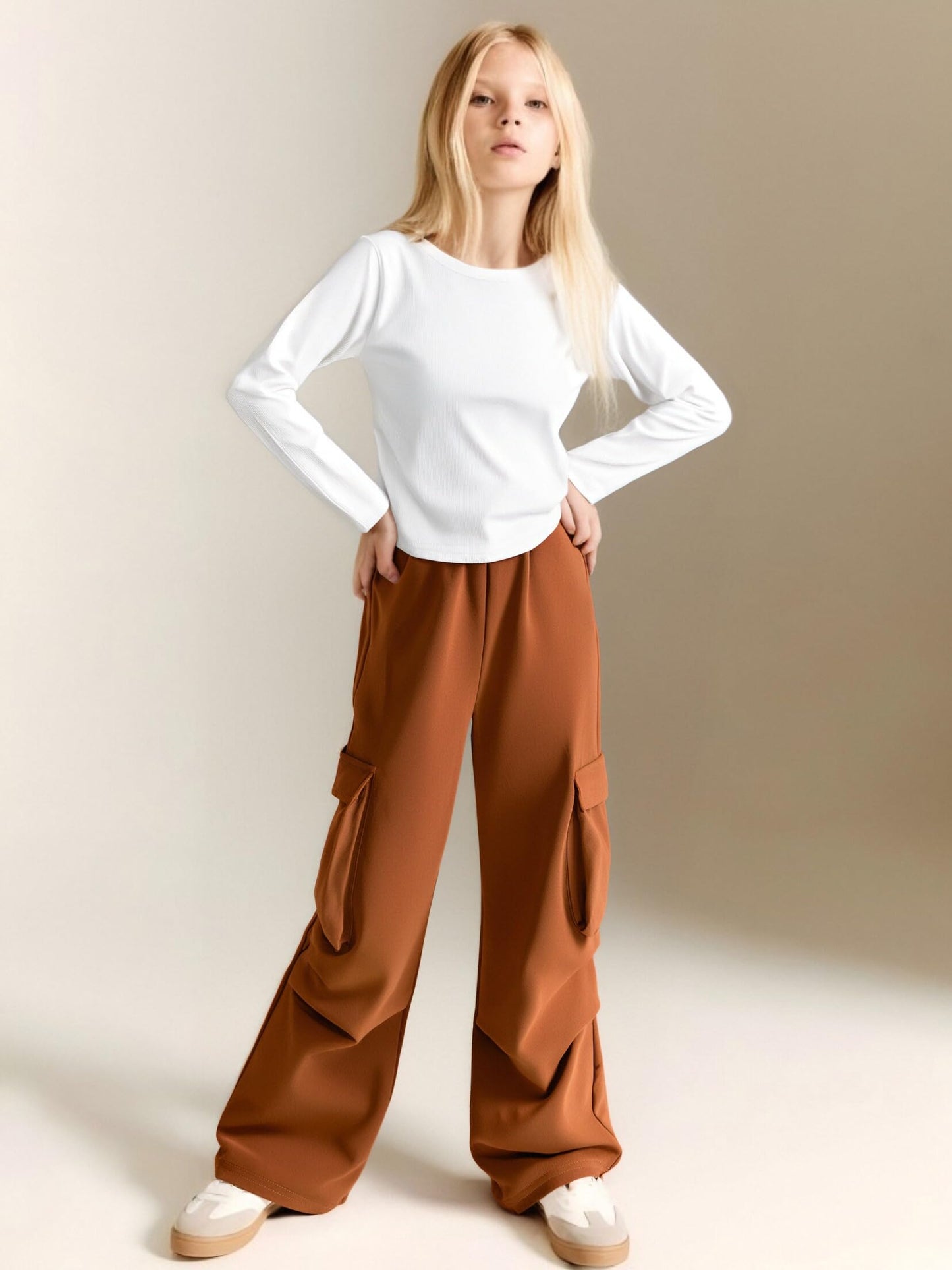 Tween Girls' 2-Piece Long Sleeve Top & Cargo Pants Set