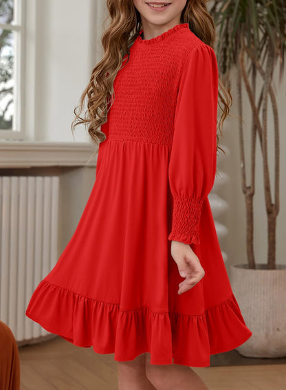 Yoklass Girls' Smocked Puff Sleeve Dress
