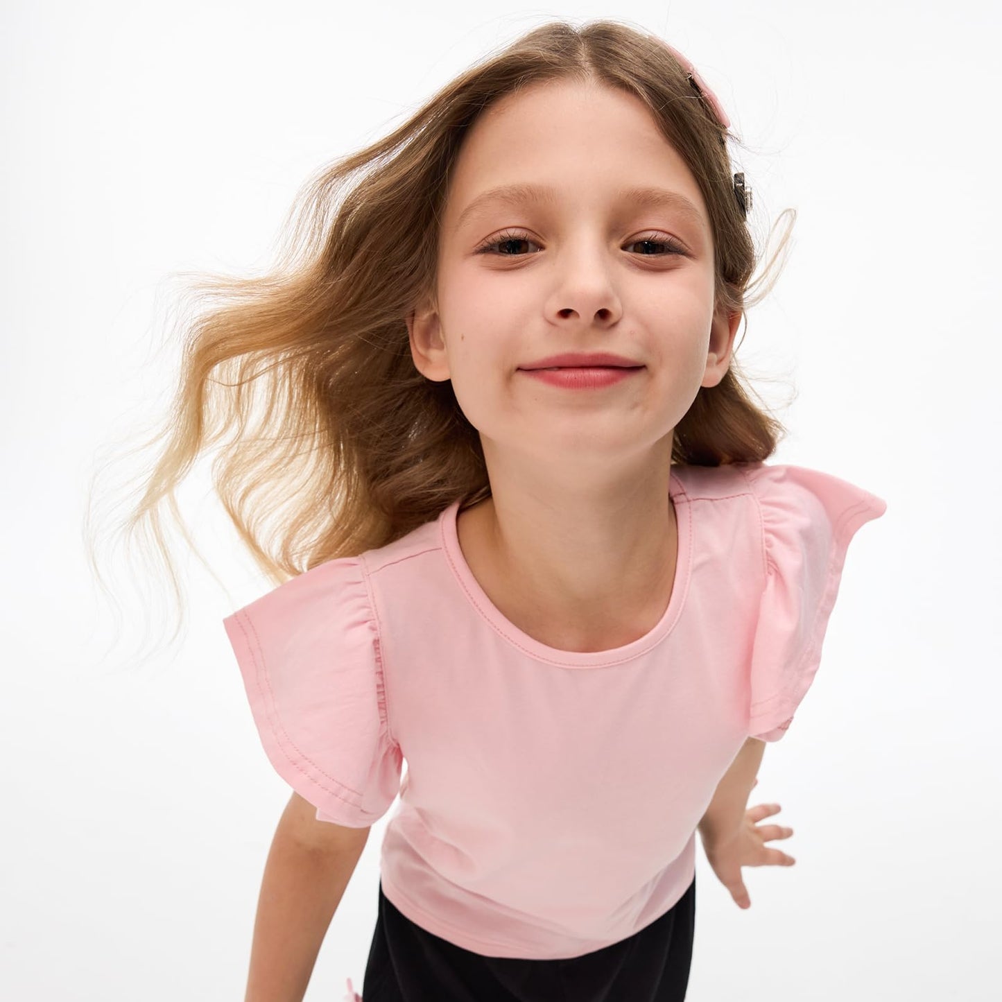 Girls' Striped Ruffle Sleeve T-Shirt