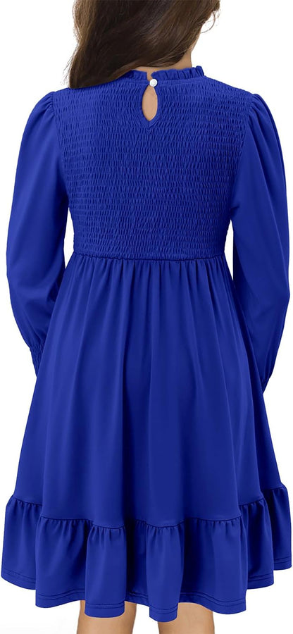 Yoklass Girls' Smocked Puff Sleeve Dress