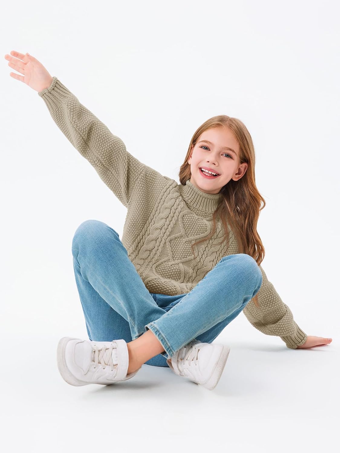 Imily Bela Girls' Turtleneck Batwing Sweater