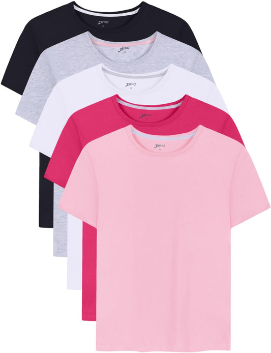 Brix Girls' 5-Pack Cotton Short Sleeve Tees