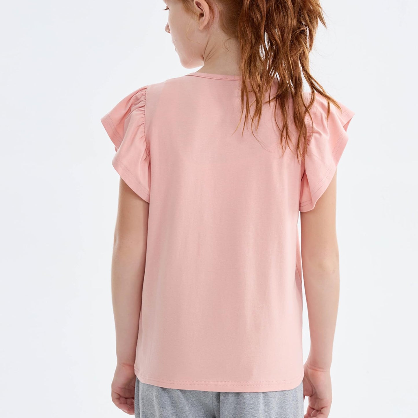 Girls' Striped Ruffle Sleeve T-Shirt