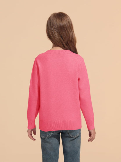 Haloumoning Girls' Crewneck Pleated Knit Sweater