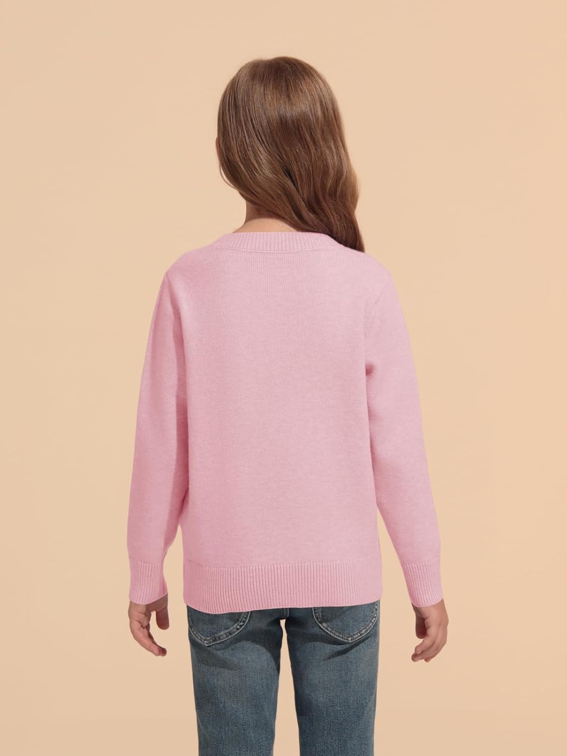 Haloumoning Girls' Crewneck Pleated Knit Sweater