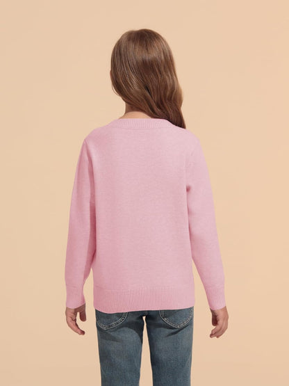 Haloumoning Girls' Crewneck Pleated Knit Sweater