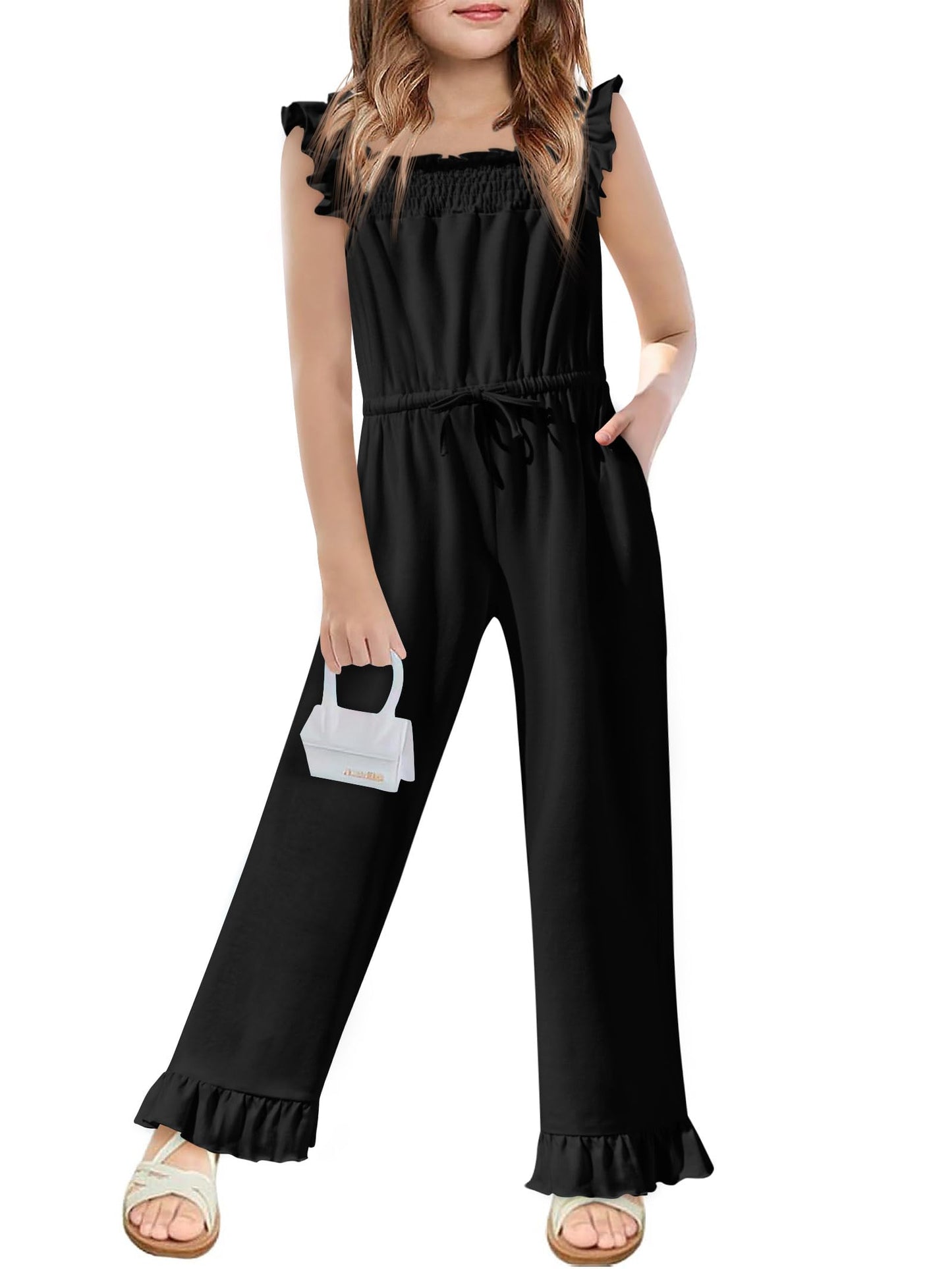 Yousify Girls Ruffle Sleeve Jumpsuit
