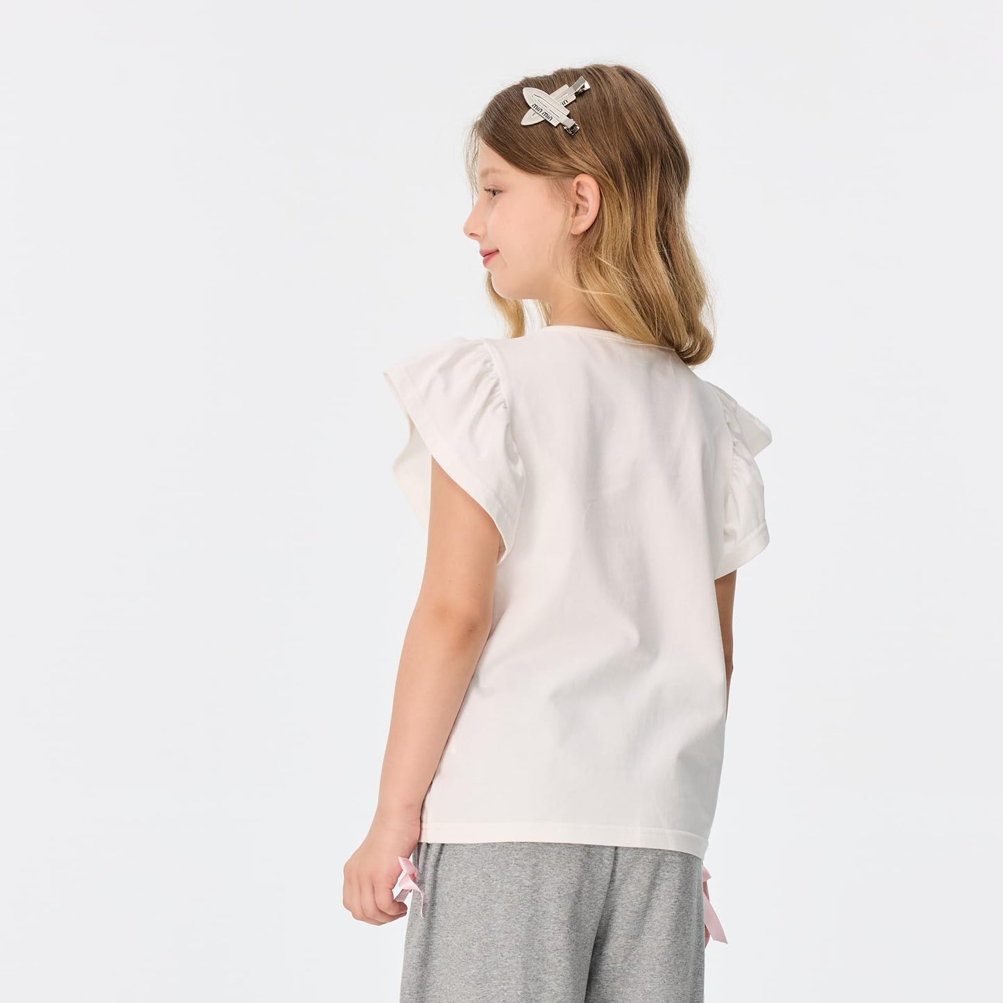 Girls' Striped Ruffle Sleeve T-Shirt