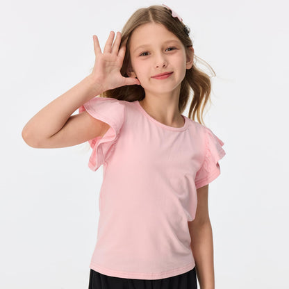 Girls' Striped Ruffle Sleeve T-Shirt