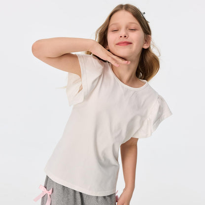 Girls' Striped Ruffle Sleeve T-Shirt