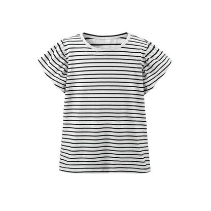Girls' Striped Ruffle Sleeve T-Shirt