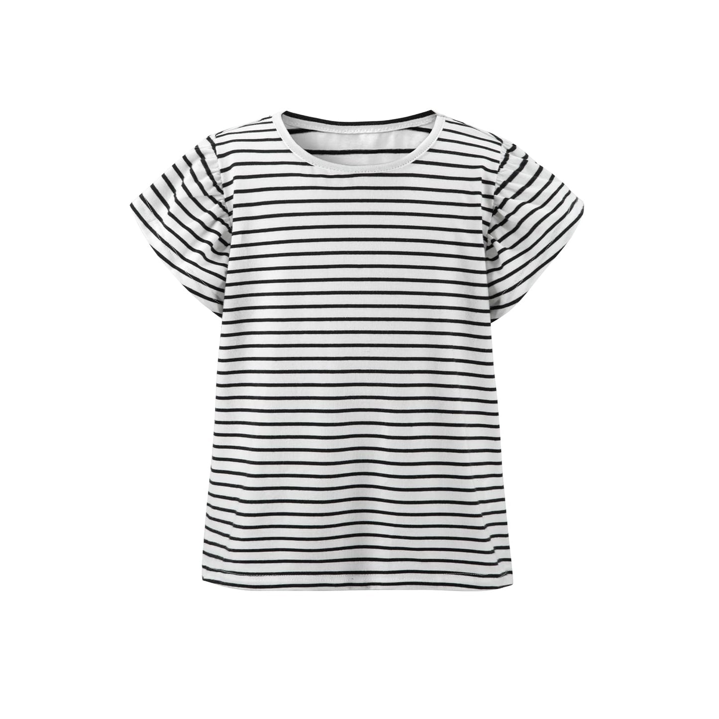 Girls' Striped Ruffle Sleeve T-Shirt