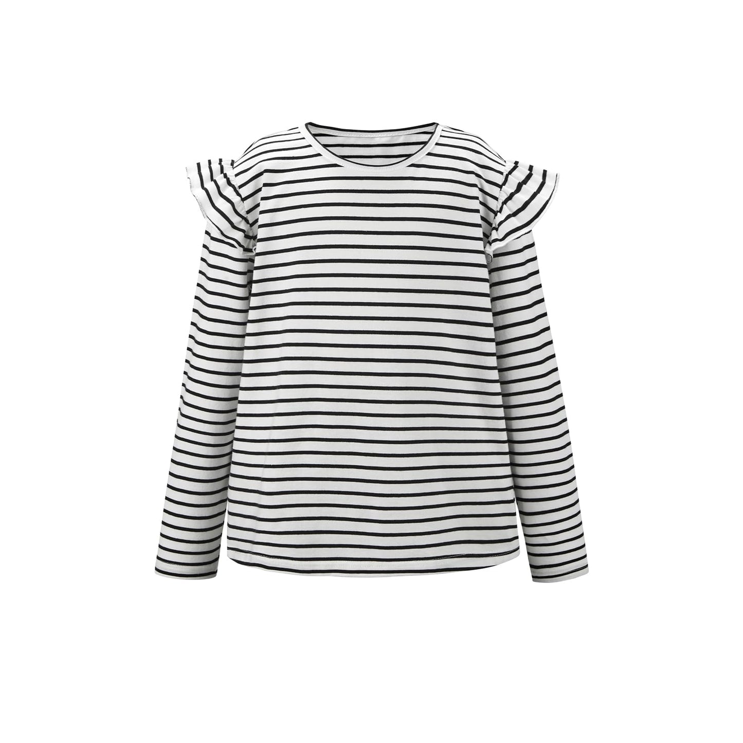 Girls' Striped Ruffle Sleeve T-Shirt