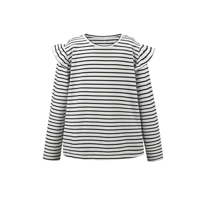 Girls' Striped Ruffle Sleeve T-Shirt