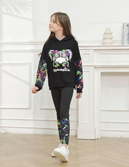 Girls' 2-Piece Tie Dye Hoodie & Leggings Set