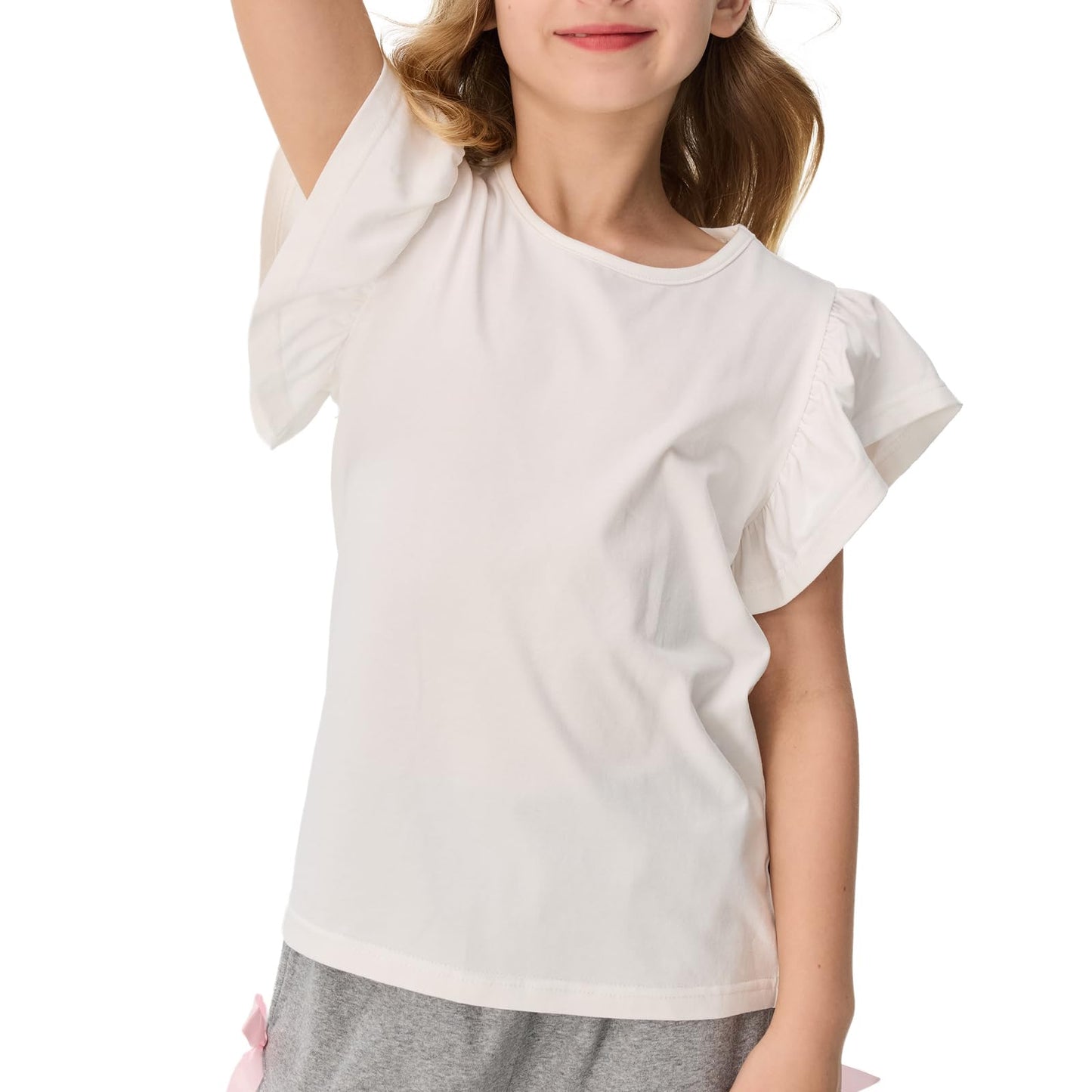 Girls' Striped Ruffle Sleeve T-Shirt