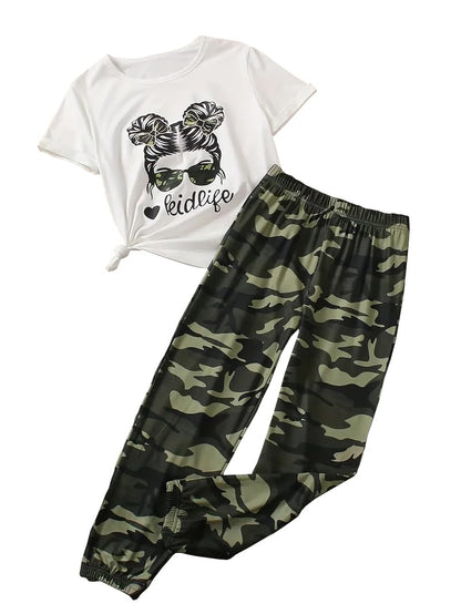 Toddler Girls' 2-Piece Top & Camo Pants Set