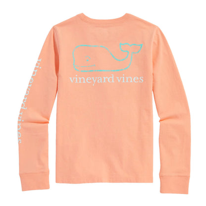 vineyard vines Girls' Vintage Whale Long-Sleeve Pocket Tee
