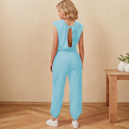 Girls Casual Jumpsuit – Crew Neck Romper with Pockets
