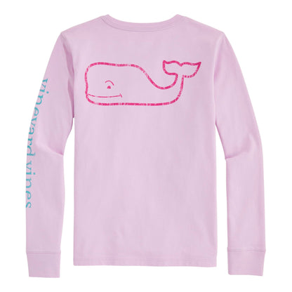 vineyard vines Girls' Vintage Whale Long-Sleeve Pocket Tee