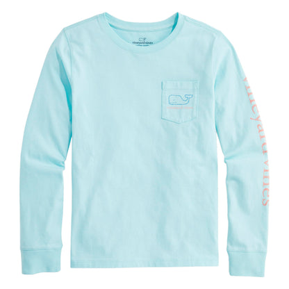 vineyard vines Girls' Vintage Whale Long-Sleeve Pocket Tee