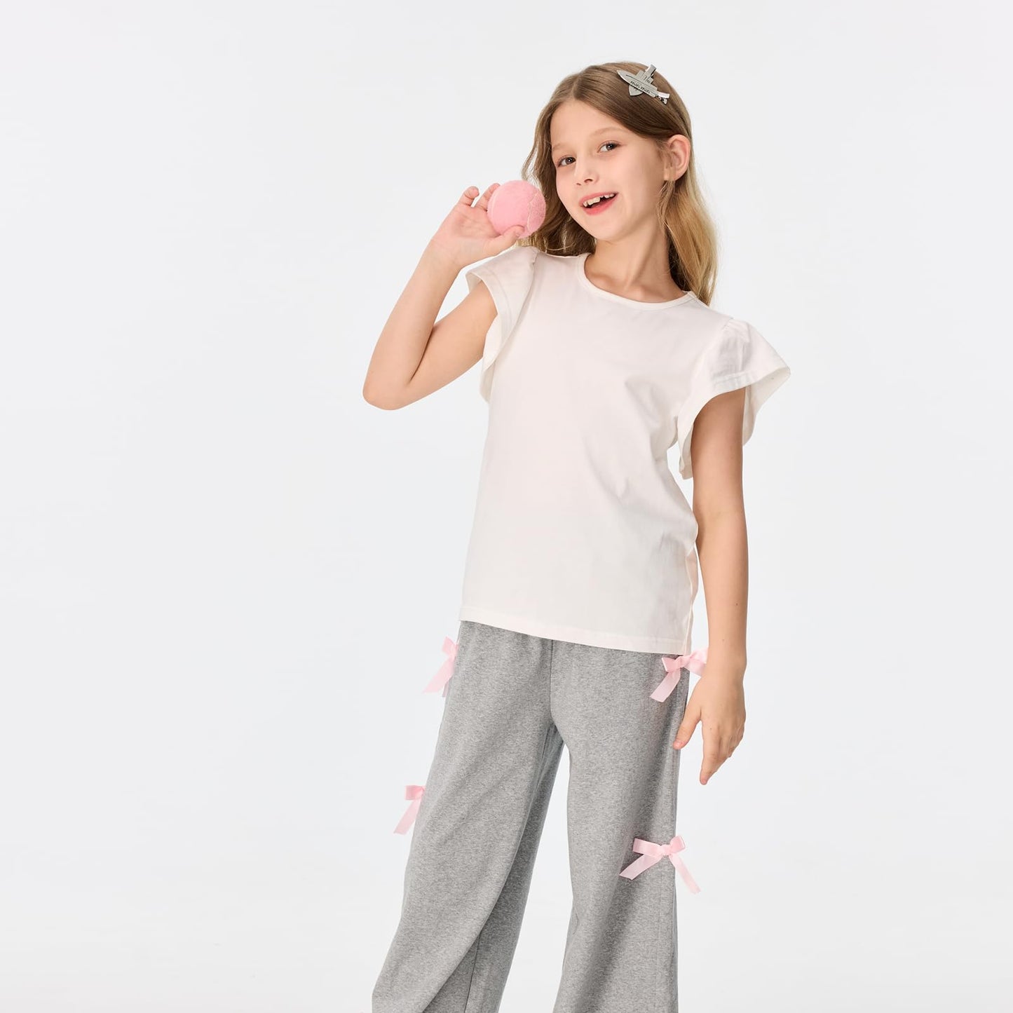 Girls' Striped Ruffle Sleeve T-Shirt