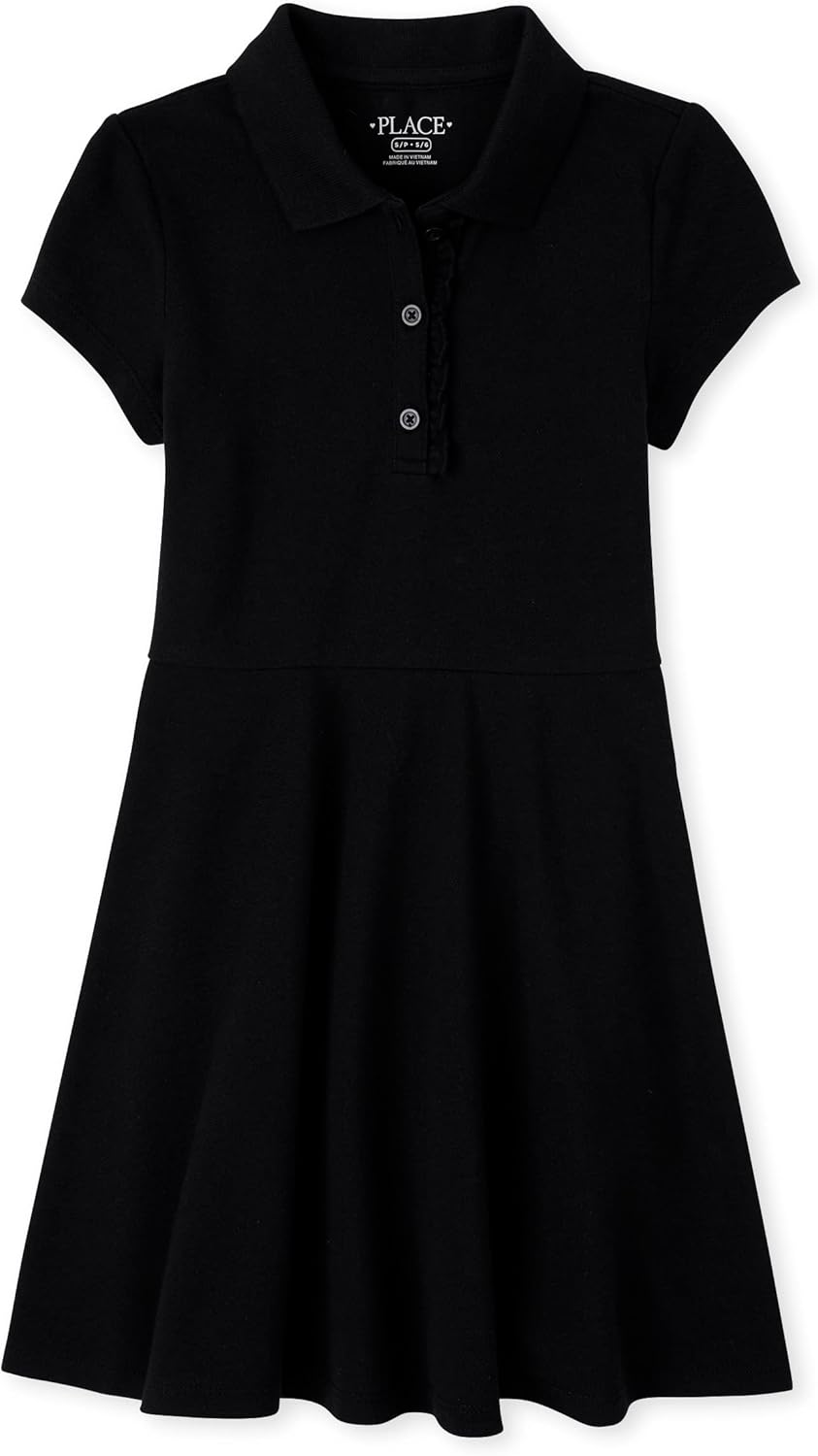 The Children's Place Girls' Short Sleeve Ruffle Polo Dress