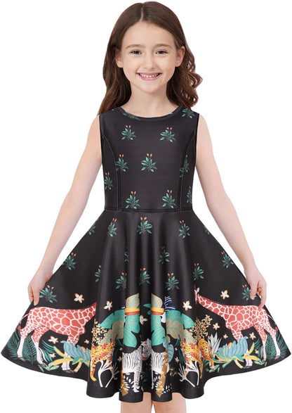 Quedoris Girls' Unicorn Print Twirly Dress
