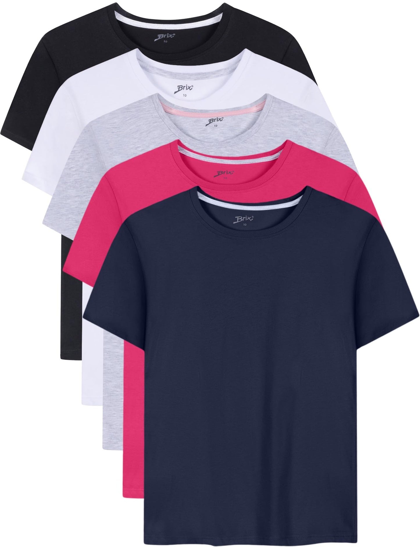 Brix Girls' 5-Pack Cotton Short Sleeve Tees