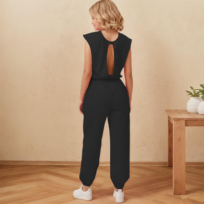 Girls Casual Jumpsuit – Crew Neck Romper with Pockets