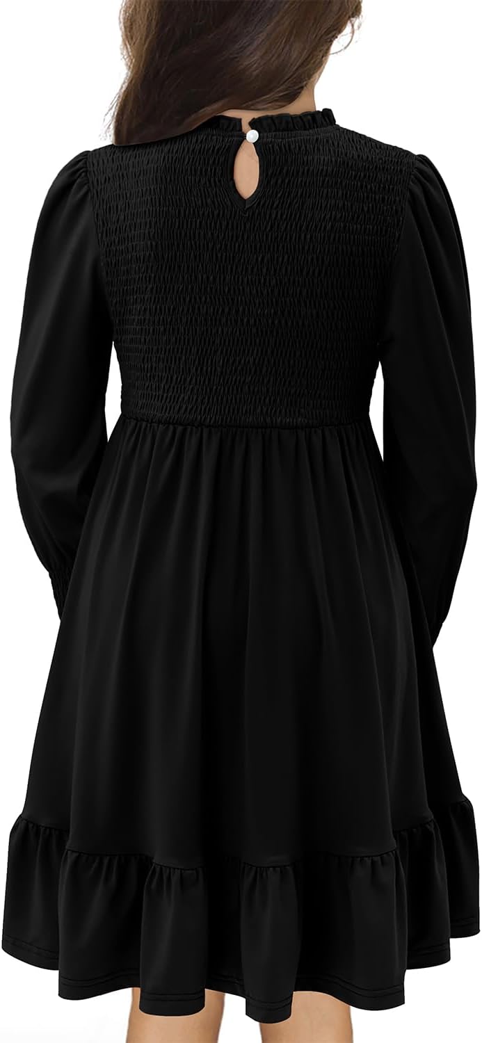Yoklass Girls' Smocked Puff Sleeve Dress
