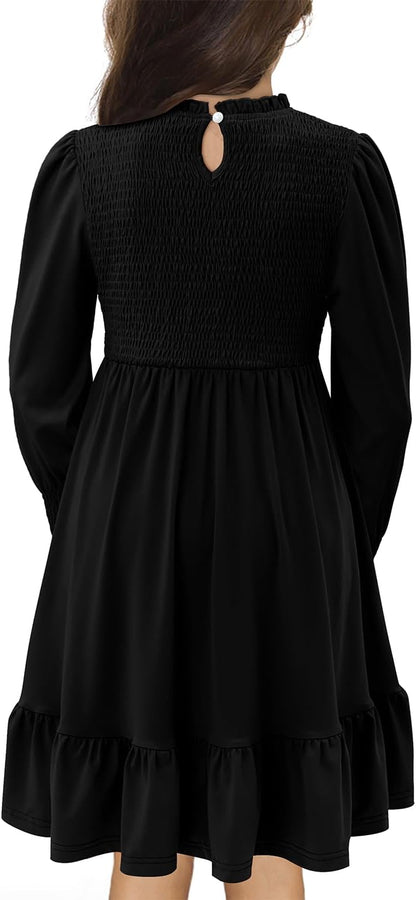 Yoklass Girls' Smocked Puff Sleeve Dress