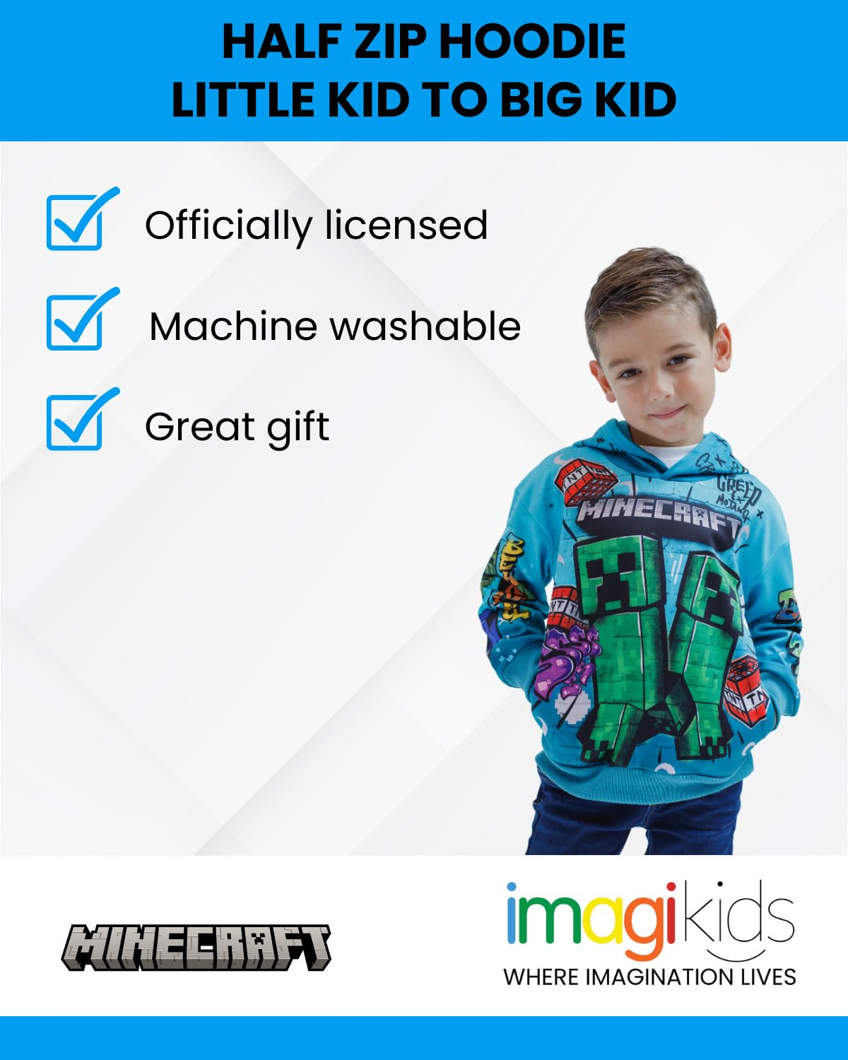 Minecraft Fleece Pullover Hoodie Little Kid to Big Kid Sizes (4-18-20)