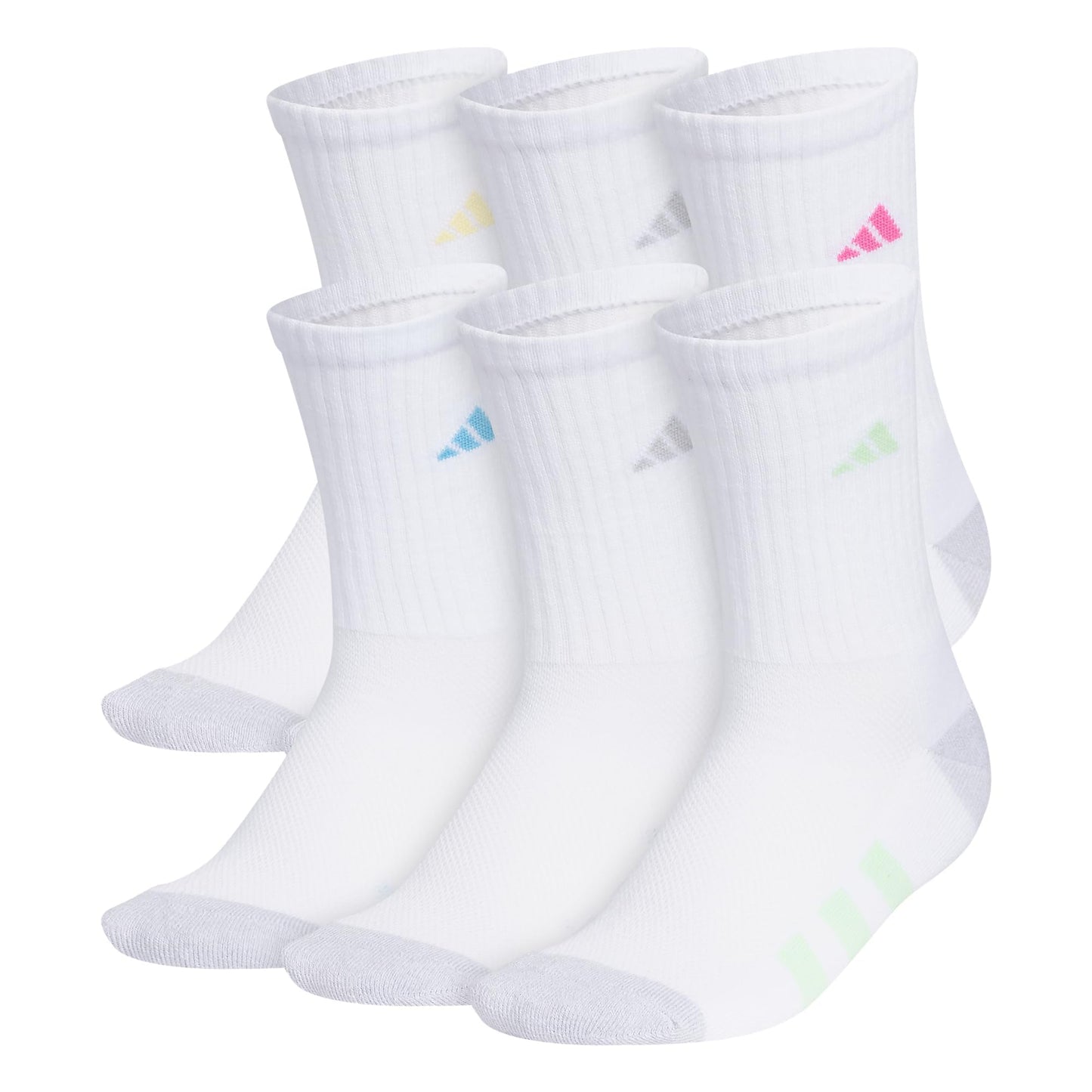 adidas Youth 6-Pack Cushioned Crew Socks