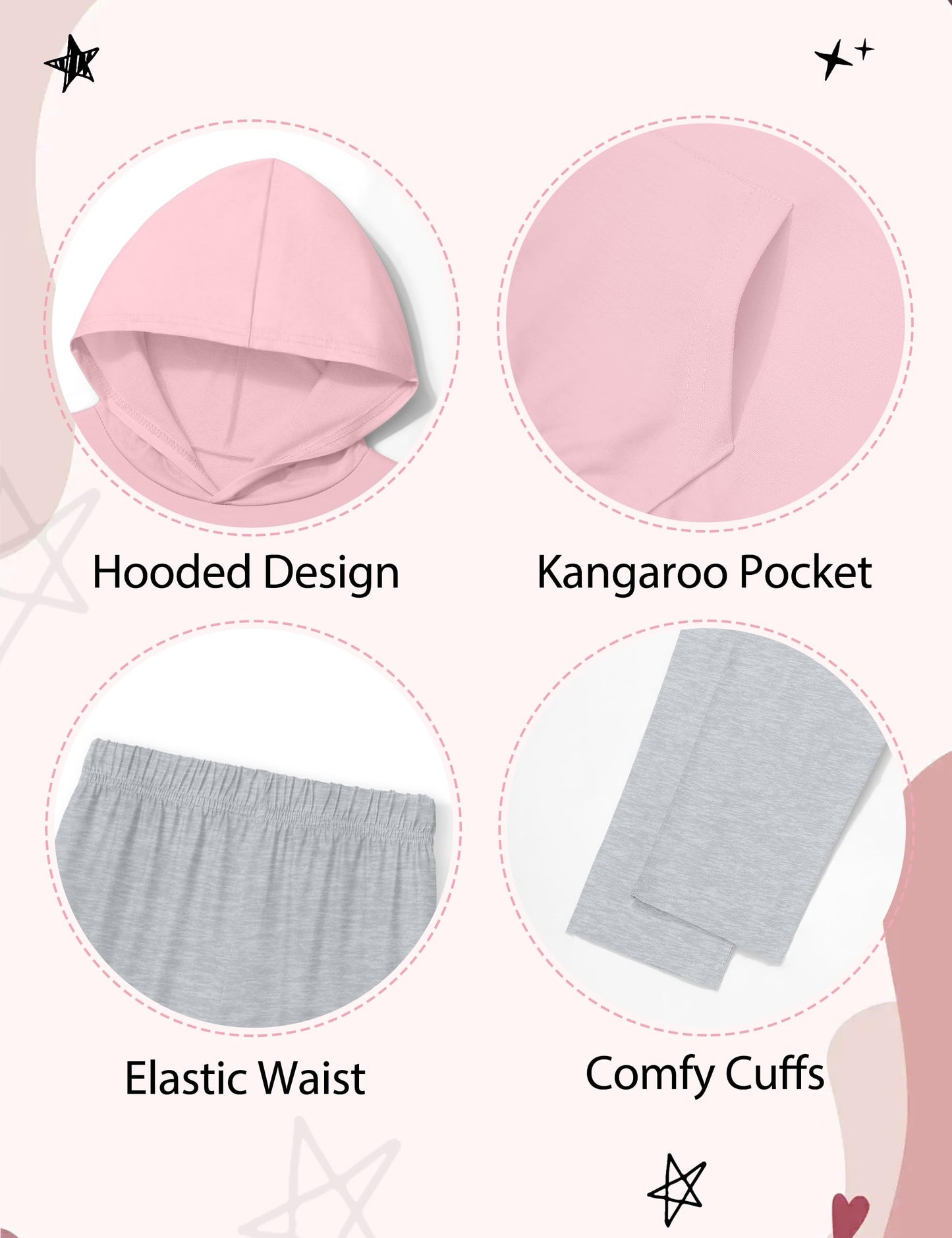 NECIOUS Girls' 2-Piece Hoodie & Leggings Set