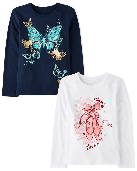 The Children's Place Girls' 2-Pack Graphic Tees