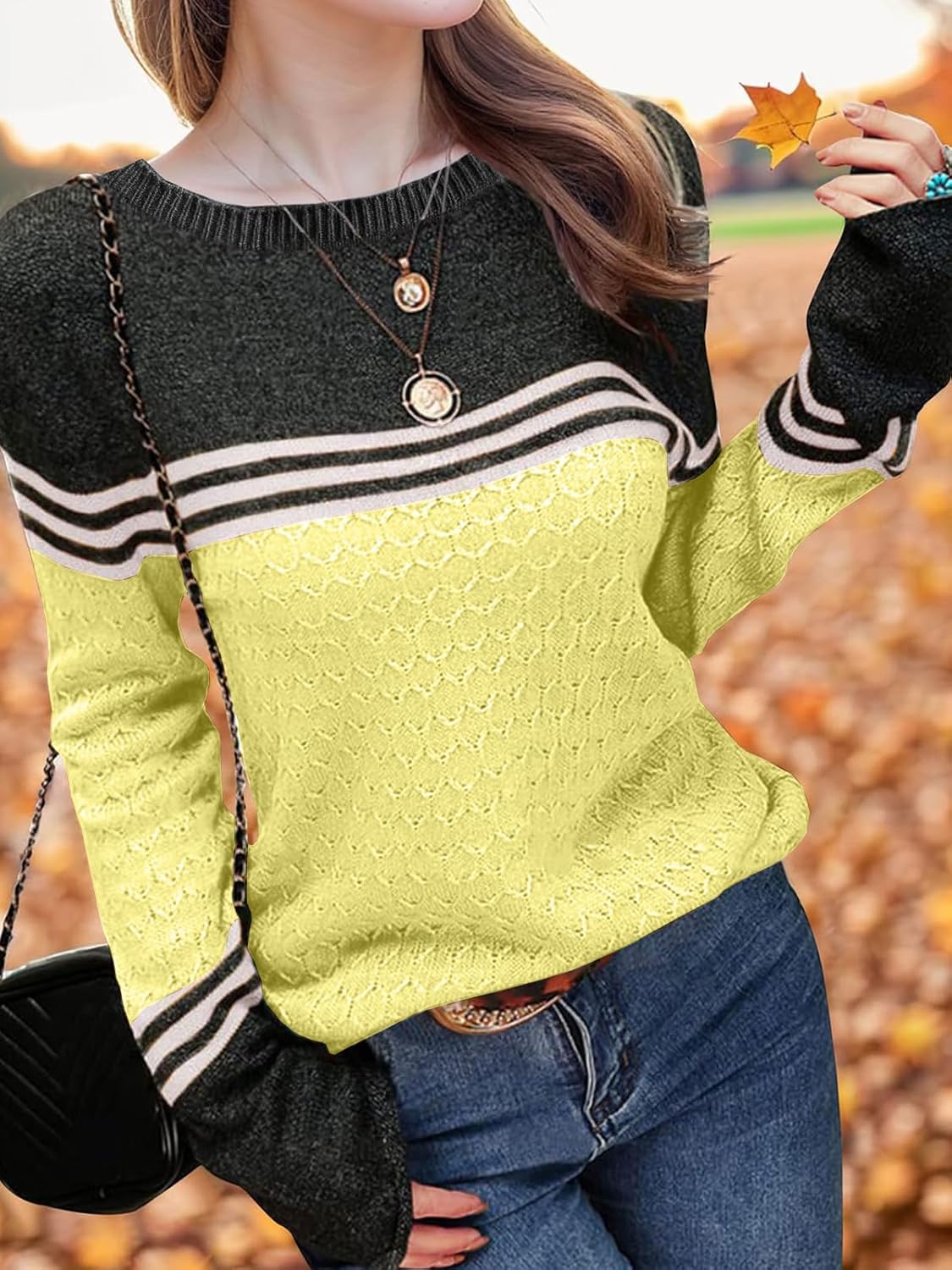Girls' Color Block Striped Sweater