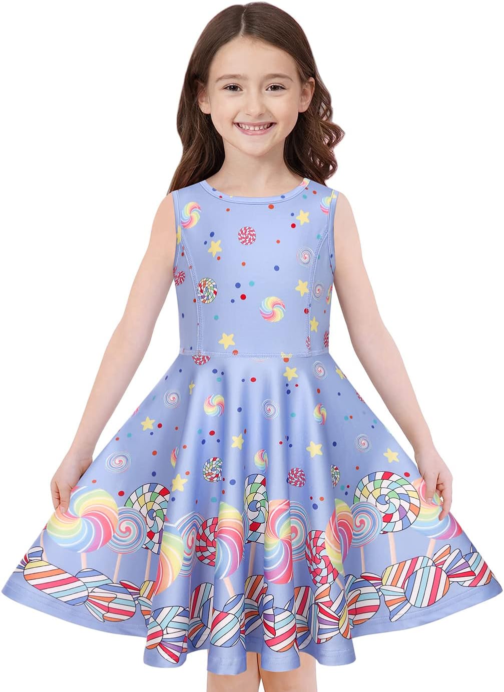 Quedoris Girls' Unicorn Print Twirly Dress