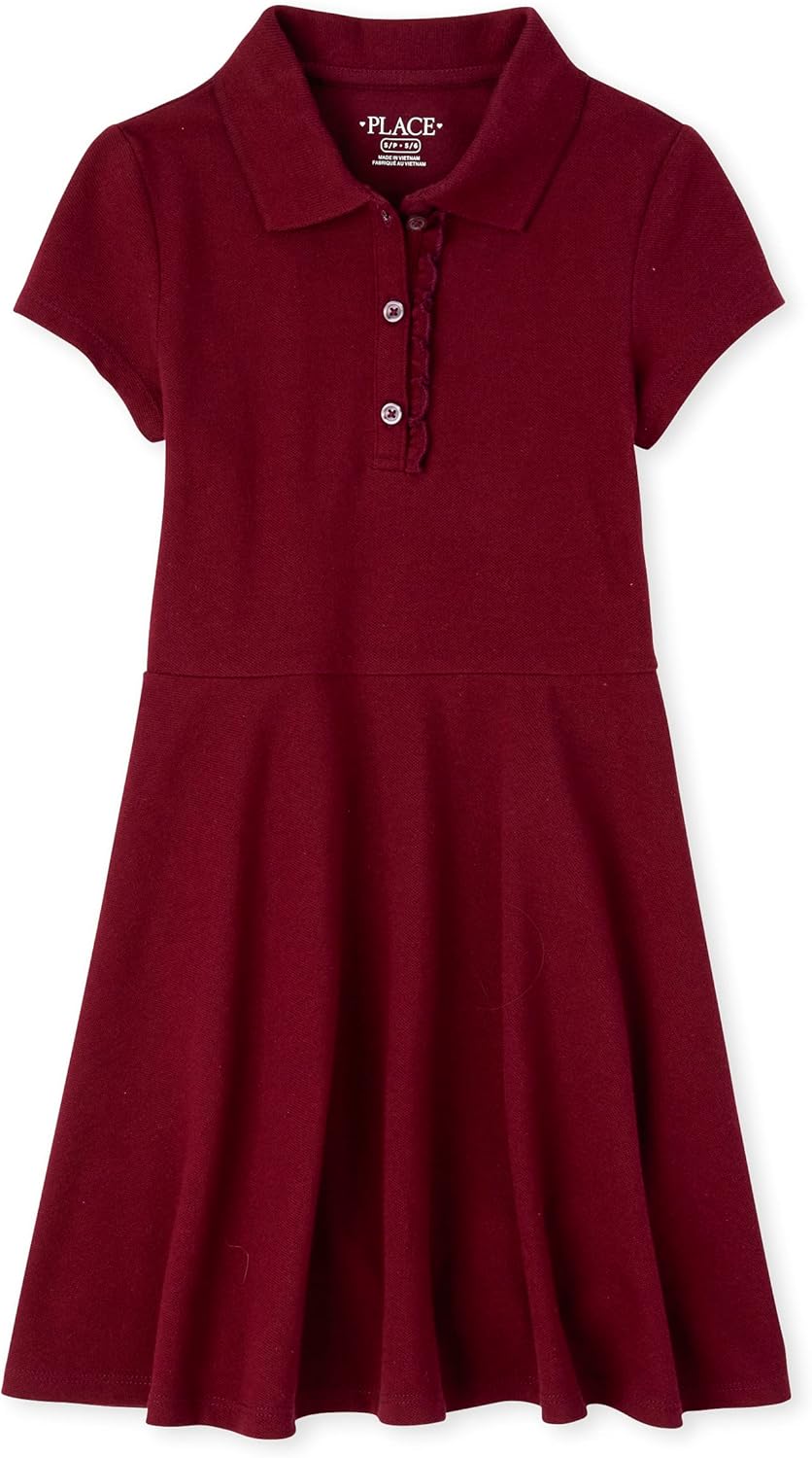 The Children's Place Girls' Short Sleeve Ruffle Polo Dress