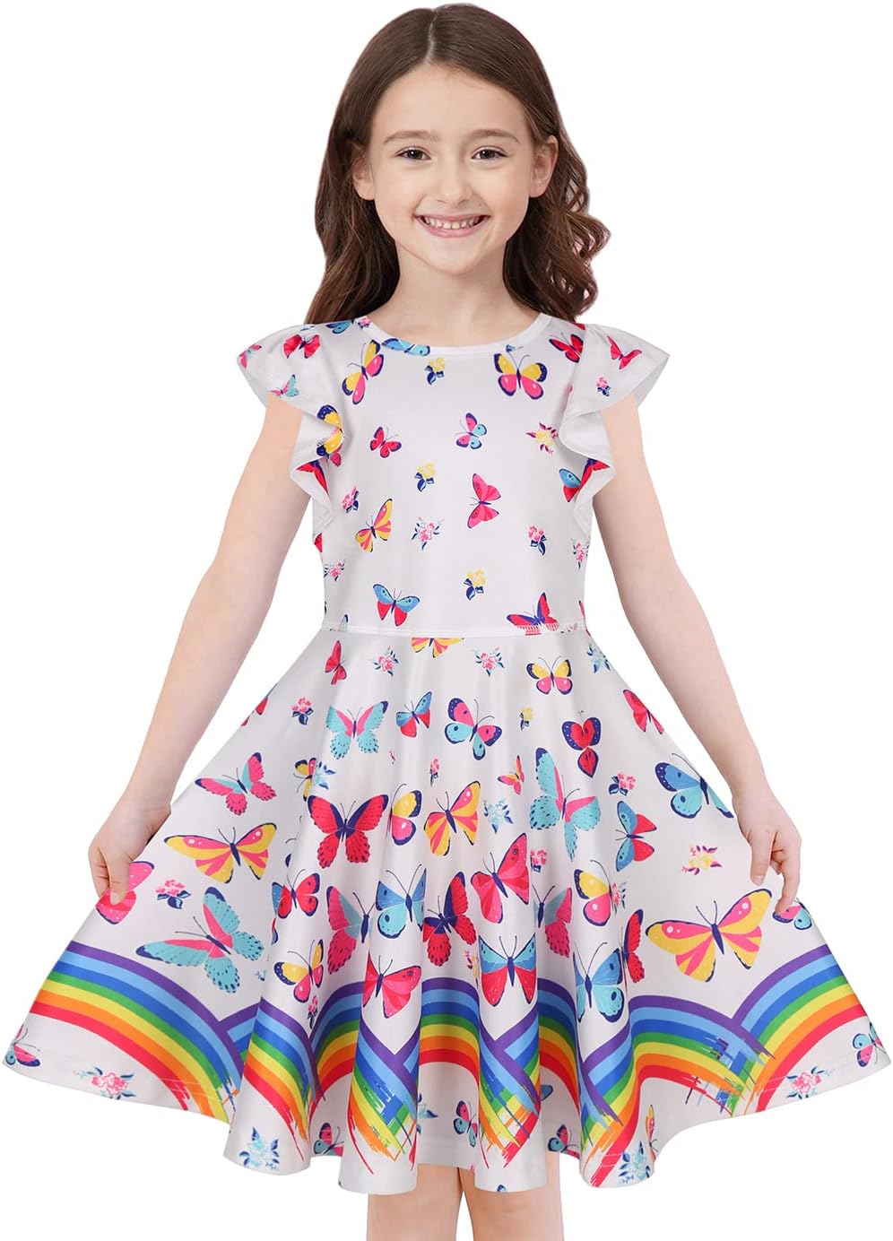Quedoris Girls' Unicorn Print Twirly Dress
