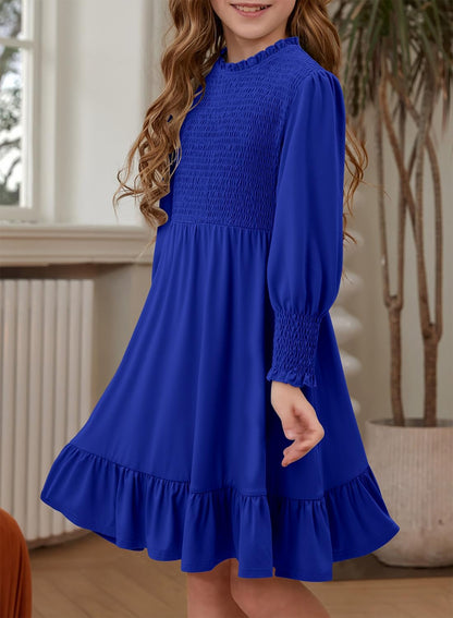 Yoklass Girls' Smocked Puff Sleeve Dress